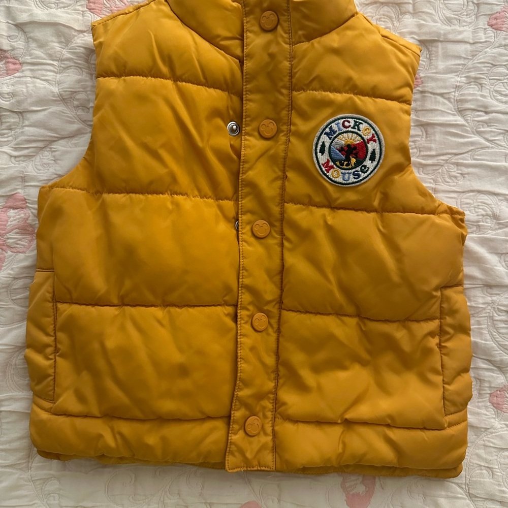 Janie and Jack Kid’s Golden Glow Disney Mickey Mouse Puffer Vest - Picture 3 of 6